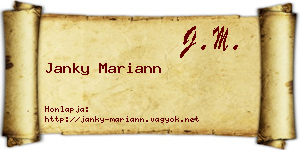 Janky Mariann névjegykártya